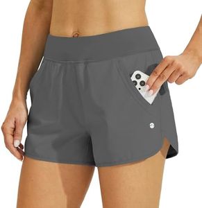 Willit Women's 3" Swim Board Shorts Swimming Bottoms with Brief Liner Quick Dry UPF 50+ Gray M