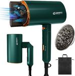 Travel Hairdryer UK Hair Dryers Women Men 2200W Powerful Foldable Portable Hair Dryer Blue Light Ionic Hairdryer Hairdryer with 1 Diffuser 1 Nozzle for Curly Hair and Straight Hair