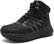 OrthoComfoot Men's Orthopedic Wide Waterproof Hiking Boots: Supportive High Arch Pain Relief Plantar Fasciitis Outdoor Adventure Boots, Durable Non Slip Trail Trekking Shoes Black Size 9