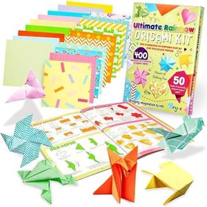 BRYTE Ultimate Rainbow Origami Kit | All-Inclusive Origami Kit for Kids Ages 8-12 with 450 Fun Origami Paper | Gift-Ready Crafts for Girls 8-12 Kit