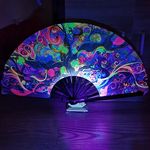 MultiValue Hand Fan Folding, Bamboo Silk Fabric Folding Fan Colourful Large Folding Hand Fan Performance Props Chinese Handheld Fan Decorations for Birthday Wedding Cosplay (01#)