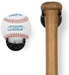 Wallniture Sporta Baseball Holder, Baseball Bat Wall Mount Display Stand for Man Cave Decor, Sports Memorabilia Ball Storage Rack Set of 2 Black