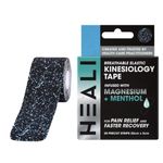 Heali Precut Kinesiology Tape Infused with Magnesium & Menthol - Roll - 20 Strips - 2" x 10" (5cm x 25cm) - Synthetic Silk, Latex Free, Strong Adhesive to Last 4-7 Days -Splatter Paint Design