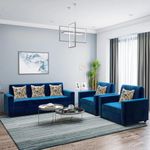 FURNY Daisy 5 Seater Fabric 3+1+1 Sofa Set (Blue)