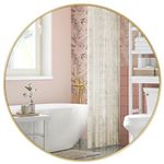 SONGMICS Round Mirror, Bathroom Mirror, 24 Inches, Metal Frame, for Living Room, Metallic Gold ULWM102A01