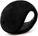 MOCOFO MOClassic Fleece Ear Muffs - Collapsible Behind-The-Head Winter Ear Warmers for Women and Men(BLACK)