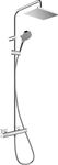 hansgrohe Vernis Shape - shower system with thermostat, rainfall shower head (230 x 170 mm), hand shower (2 sprays), shower hose, shower rail and head shower square (1 spray), chrome, 26286000