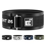 Element 26 Leather Weightlifting Belt for Men & Women - Self locking Adjustable Leather Lifting Belt for Powerlifting, Olympic lifting & Functional Fitness - Weight Belt, Back Support (Large, Black)