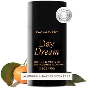 Each & Every All Natural Deodorant for Women & Men - Sensitive Skin, Plant-Based, Baking Soda & Aluminum-Free Deodorant - Clean Long Lasting 24 Hr Odor Control - Citrus & Vetiver Travel Size, 2.5oz