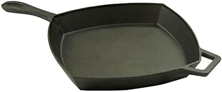 Bayou Classic 7433 12-in Square Cast Iron Skillet Features Helper Handle Perfect For Breakfast Pan Frying Sautéing and Baking