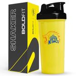 Chennai Super Kings (CSK) Official Merchandise Gym Shaker for Protein Shake Leakproof Shaker Bottles for Protein, Preworkout and Bcaa Shake, Protein Shaker Bottle for Gym Men & Women Yellow Black