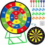Kids Dart Board Set,Double Sided Dart Board with Bracket,12 Sticky Balls,6 Darts,Indoor & Outdoor Party Games Toys Gifts for 3 4 5 6 7 8 9 10 11 12+ Year Old Boys Girls and Adult