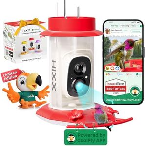 HIXX Smart Hummingbird Feeder with Camera Solar Powered with CoolBirdie Collectible, Ant Moat& Bee Proof, Easy Clean, Includes Limited Edition Plush Bird Toy, for Hummingbird Lover&Family