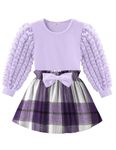 Arshiner Toddler Baby Girls' 2Pcs Cute Outfits Puff Long Sleeve Blouse and Button Mini Skirt with Bowknot Clothing Set 12-24M