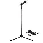 Nady MSC-3 Center Stage Microphone with sturdy metal adjustable tripod microphone stand with clip, and 20 ft. cable – Perfect for live performance, recording, karaoke, rehearsal spaces, public address - On/Off Switch - Frustration Free Packaging