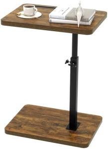 IBUYKE Table d’appoint, Hauteur réglable, 360 ° pivotant Bout de Canapé, C Form Tables Canapé, avec Fente pour téléphone et Tablette, Petite Table Basse pour Salon, Chambre, Marron TVT003H