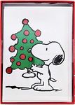 Graphique Peanuts™ Tree Holiday Cards | Pack of 15 Cards with Envelopes | Blank Inside | Christmas Greetings | Glitter Accents | Boxed Set | 3.25" x 4.75"