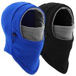 YQXCC Kids Winter Hats Balaclava Ski Mask Windproof Warm Adjustable with Fleece Lining Hat for Boys Girls(Blue/Gray+Black/Gray)