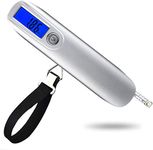 EzLife Luggage Scale, 50 KG Travel Scale, Digital Scale with Backlight LCD Display & Tape Measurement, High Precision Hanging Scale, Portable Luggage Scale for Travel, Household, Outdoor (Silver)