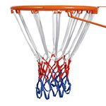 Basketball Net Heavy Duty Outdoor All Weather Basketball Nets Backboard Accessories Replacement for Standard Rim Hoop (White/Red/Blue)