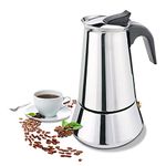 Stovetop Espresso Maker, Moka Pot, Percolator Italian Coffee Maker, Classic Cafe Maker, 430 Stainless Steel, Suitable For Induction Cookers (Silver, 6 Cup)