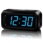 Alarm Clock, LED Digital Clock, Constantly 1.2inch Blue Digits Display, Battery Powered, Snooze, Small Wall Clock, Simple Clock, Clock for Bedroom, Alarm Clock for Heavy Sleepers Adults