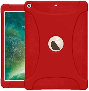 AMZER AMZ203681 Rugged Silicone Skin Jelly Slim Protective Heavy Duty Shockproof Anti Slip Kids Friendly Case for The New 9.7 iPad 2018 - Red