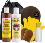 Maui Babe Browning Lotion 8oz & Maui Babe After Browning Lotion 8oz (9 Pc Deluxe Maui Babe Package) Outdoor Tanner & After Sun Enhancer Lotion Kit with Tanning Mitts, Travel Bottle, Draw String Bag &