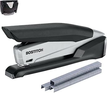 Bostitch Office Executive 3 in 1 Stapler, Includes 210 Staples and Integrated Staple Remover, One Finger Stapling, No Effort, 20 Sheet Capacity, Spring Powered Stapler, Black/Gray (INP20)