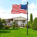 Ground Flag Poles for Outside House inground, 80 inch Black Heavy Duty Flag Pole Kit with 2 Pronges Base and Tangle Free Flagpole Rings for Outdoor (No Flag)