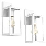 Emliviar 2 Pack Outdoor Lights for House, 13.8 Inch Modern Outside Wall Mount Coach Lights with Clear Glass, White Finish, WE212B-2PK WH