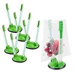 6 PCS Baggy Rack Stand, Adjustable Hands Free Clips for Food Storage Bags Plastic Freezer Bags (Green)