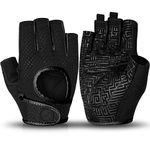 MOREOK Workout Gloves for Men/Women- [3/4 Finger] [Curved Open Back] Weight Lifting Gloves with Excellent Grip,Gym Gloves for Weightlifting,Exercise,Training,Pull ups,Fitness and Rowing-MK1004-B-L