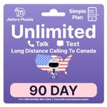 Jethro Mobile USA Sim Card (90 Days), Unlimited Talk & Text in US, International Calling to Canada, Prepaid Sim Card Activation Kit (3 Months)