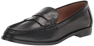 LAUREN Ralph Lauren Women's Wynnie Burnished Leather Loafer Flat, Black, 4 UK