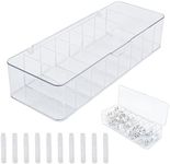 See-through Cable Organizer Box Wire Management Case Data Cord Organizer Storage,8 Compartment Storage Boxes with 10 Wire Ties,Plastic Clear Lids Terminal Case Small Lipstick Cosmetic Storage Box