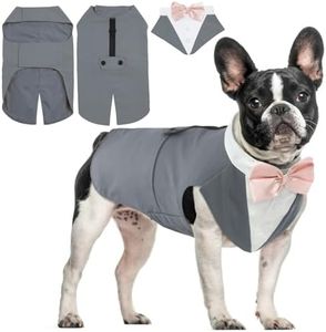 Hjyokuso Vetement Chien, Smoking Chien, Noeud Papillon Chien, Chemises pour Chiens, Déguisements pour Chiens de Petites, Moyennes et Grandes Tailles, Costume Chien pour Les Mariages et Noël -Gris S