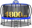 Zupapa 1800LBS Capacity No-Gap Design 16 15 14 12 10FT Trampoline with Safety Enclosure Net and Non-Slip Ladder 10-Year Quality Assurance Perfect for Kids Family Outdoor Backyard Fun