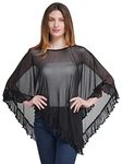 AOL Women's Power Net Ruffled Cape/Poncho (Free Size, Black)