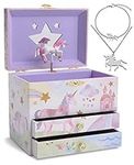 Jewelkeeper Unicorn Jewelry Box - Little Girls Jewelry Set - 3 Storage Compartments - Gift for Unicorn Themed Collectors - Music Box for Girls - The Beautiful Dreamer Tune - 7 x 4.5 x 6 inches