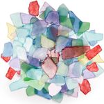 ZAVOOS Sea Glass for Crafts, 32 Oz Crushed Glass Vase Filler Bulk, Mix Rainbow Color Tumbled Seaglass Pieces Flat Frosted Dyed Color Stone for Aquarium Decor DIY Art Craft Supplies