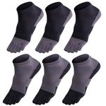 GINZIN Mens Cotton Toe Socks 6 Pairs Breathable Comfortable Sports Running Five Finger socks for Men