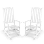 Mguio Outdoor Rocking Chairs Set of 2, Porch Rocker with High Back, Patio Rockers Set of 2, HDPE Weather Resistant Rocking Chairs for Patio, Garden, Backyard, 380lb