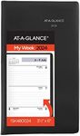 AT-A-GLANCE 2024 Weekly Pocket Planner, DayMinder, Open Scheduling, 3-1/2" x 6", Pocket Size, Black (SK480024)