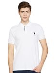 U.S. Polo Assn. Mens Half Sleeve Slim Fit Polo T-Shirts (Ustshf0135_White_L)