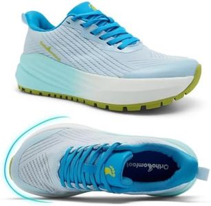 Women's Orthopedic Flat Feet Wide Waliking Shoes: Comfort Plantar Fasciitis Arch Support Pain Relief Tennis Running Shoes, Achilles Tendonitis Outdoor Hiking Gowalk Trail Sneakers Light Blue Size 6.5