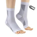 CIROSKRO 4 Pairs Neuropathy Socks Compression Socks for Women & Men Ankle Support Brace Plantar Fasciitis Socks for Sprained Ankle Pain Relief (White, 5-7.5)