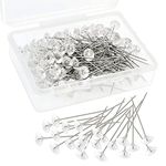 Jagowa 100 Pcs Clear Diamond Head Pins with Storage Box - Ideal for Sewing, Crafts, Wedding Decor & Bouquets