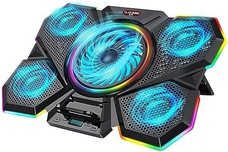 CLAW Glacier F13 RGB Laptop Cooling Pad with 5 Turbo Fans, 7 Adjustable Height with Switch Control and LCD Screen | Black