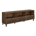 Walker Edison Universal TV Stand for Flat Screen Living Room Storage Cabinets and Shelves Entertainment Center, Wood Metal, Dark Walnut, 70 in